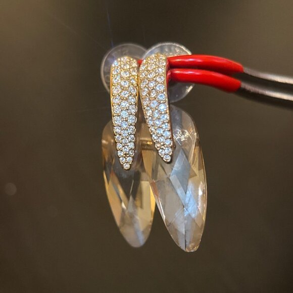 Champagne With Pave White Stone Swarovski Designer Earrings - Picture 3 of 7